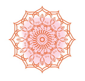 Mandala orange sur fond rose