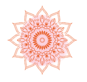 Mandala orange sur fond rose